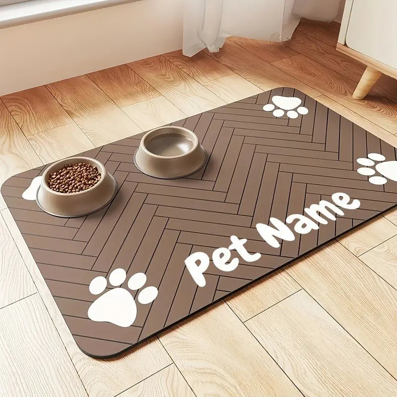 Customizable Non-Slip Pet Feeding Mat, Quick-Dry, Waterproof, Bone Shape Design, Easy Clean, Durable And, Ideal Gift for Pet Lovers