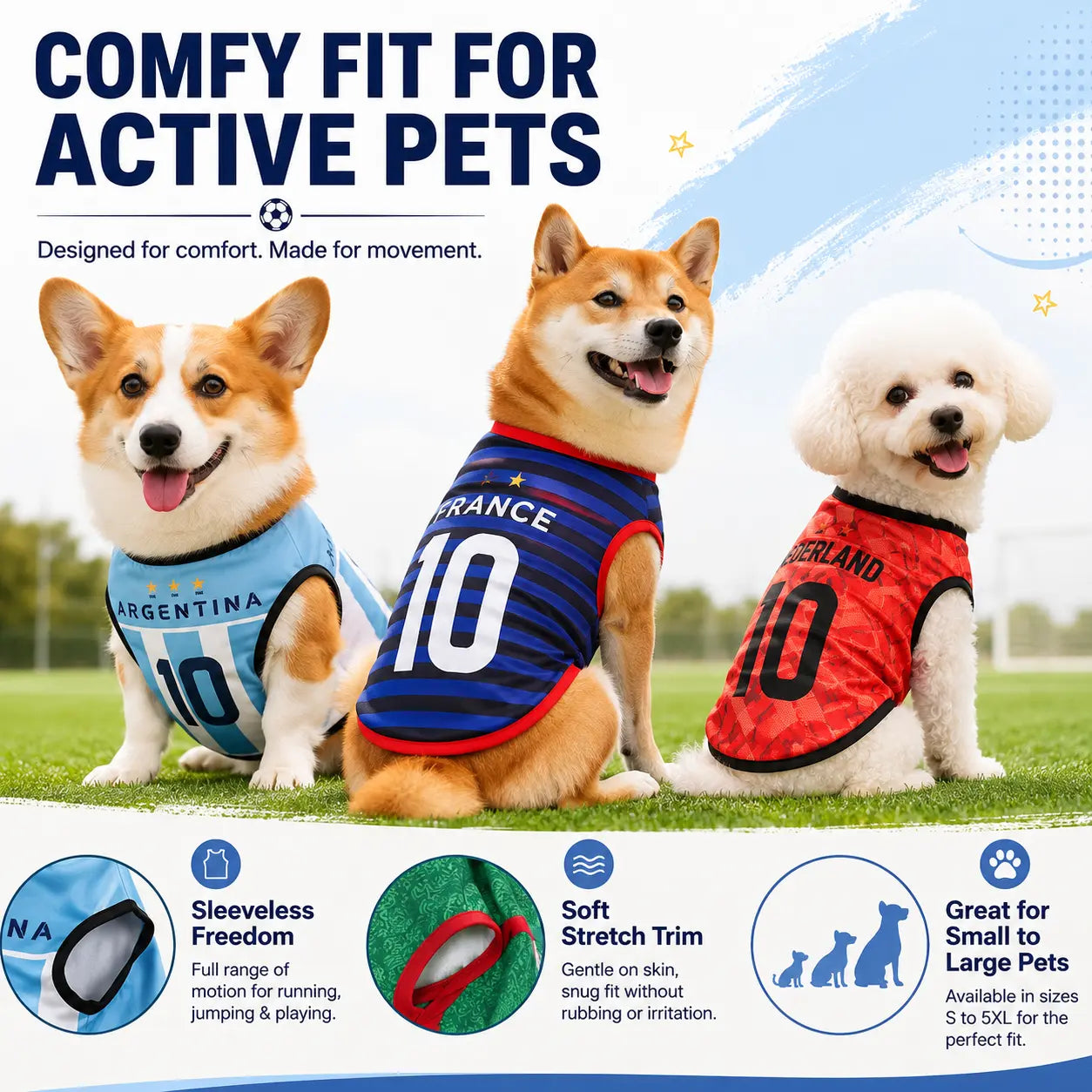 Lightweight Breathable Pet Football Jersey Vest for Dogs and Cats - Summer Team-Inspired Sleeveless Apparel for Small to Medium Pets