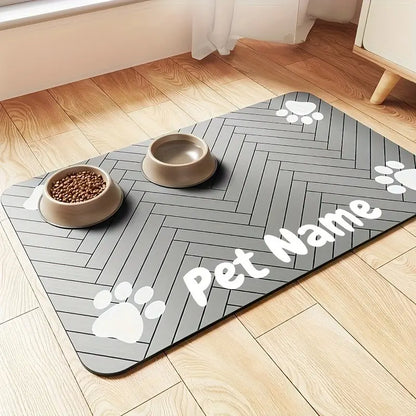 Customizable Non-Slip Pet Feeding Mat, Quick-Dry, Waterproof, Bone Shape Design, Easy Clean, Durable And, Ideal Gift for Pet Lovers