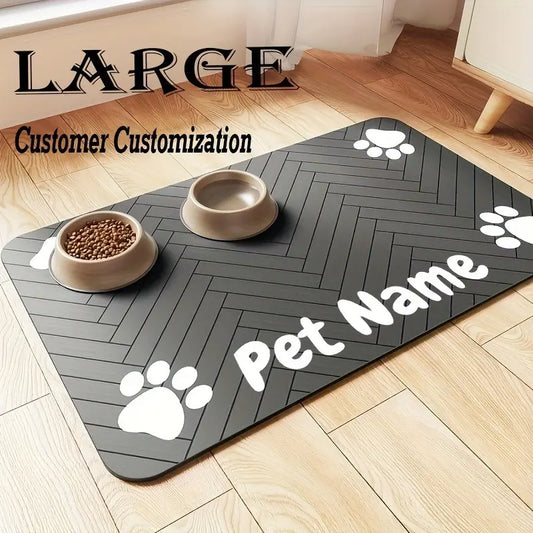 Customizable Non-Slip Pet Feeding Mat, Quick-Dry, Waterproof, Bone Shape Design, Easy Clean, Durable And, Ideal Gift for Pet Lovers