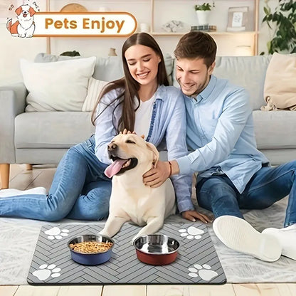 Customizable Non-Slip Pet Feeding Mat, Quick-Dry, Waterproof, Bone Shape Design, Easy Clean, Durable And, Ideal Gift for Pet Lovers