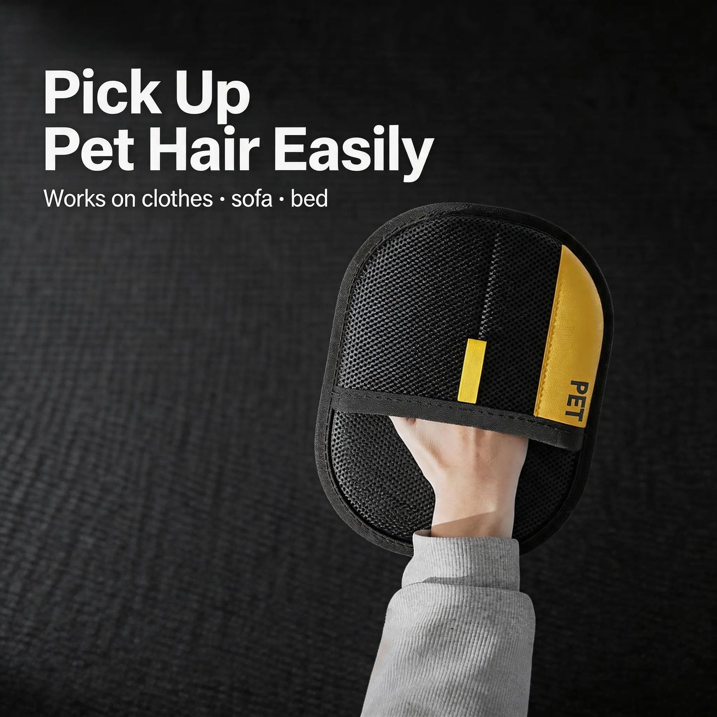 Reusable Pet Hair Remover Mitt - Universal, Waste-Free Reusable Lint Roller, Gentle-On-Fabrics Cleaning Tool for Couch, Clothes - Fast Fur Catcher for Dog & Cat Grooming for a Fur-Free Home Fur Removal Tool
