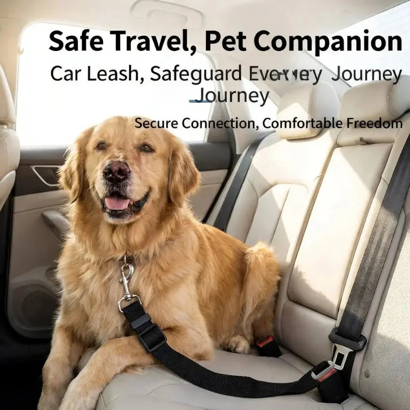 Adjustable Pet Safety Harness and Leash with Car Seat Belt for Dogs and Cats - Durable Vehicle-Ready Tie-Up Strap