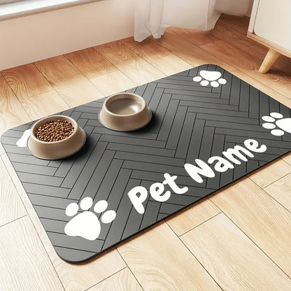 Customizable Non-Slip Pet Feeding Mat, Quick-Dry, Waterproof, Bone Shape Design, Easy Clean, Durable And, Ideal Gift for Pet Lovers