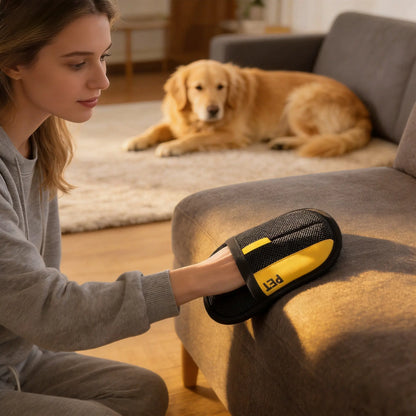 Reusable Pet Hair Remover Mitt - Universal, Waste-Free Reusable Lint Roller, Gentle-On-Fabrics Cleaning Tool for Couch, Clothes - Fast Fur Catcher for Dog & Cat Grooming for a Fur-Free Home Fur Removal Tool