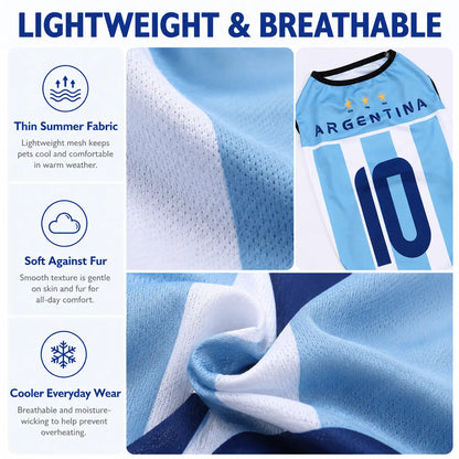 Lightweight Breathable Pet Football Jersey Vest for Dogs and Cats - Summer Team-Inspired Sleeveless Apparel for Small to Medium Pets